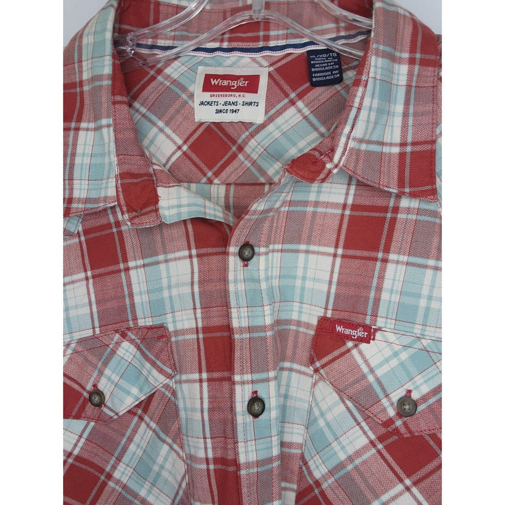 Wrangler Five Star Premium Mens XL Red Blue Plaid Western Button Down‎ Shirt NWT - Picture 3 of 6